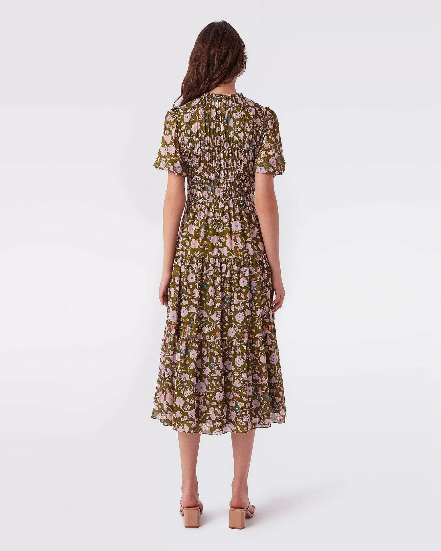 Kvinner Diane von Furstenberg Midi Kjoler>Blossom Voile Tiered Midi-Kjole