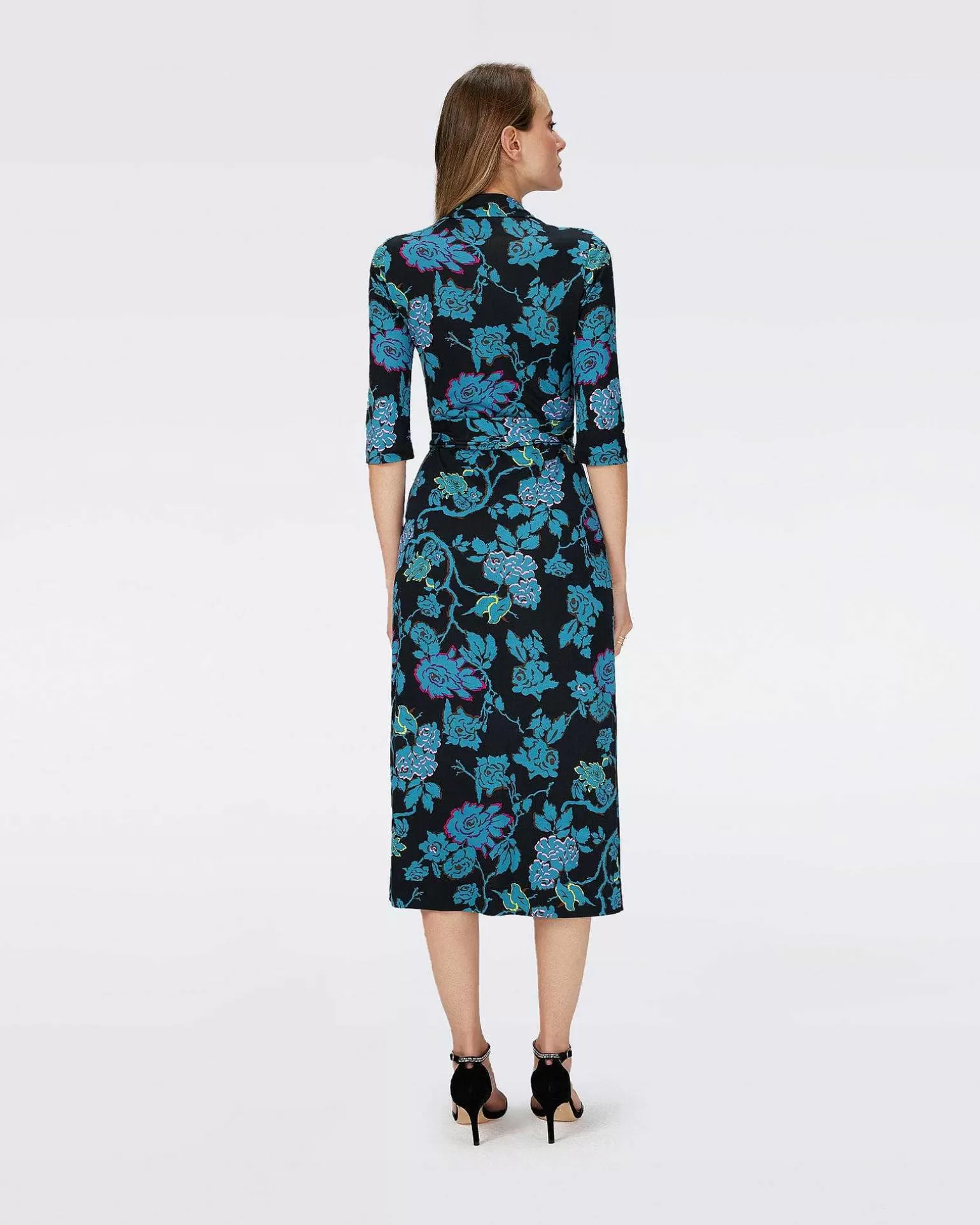 Kvinner Diane von Furstenberg Midi Kjoler>Dvf Abigail Midi Dress In China Vine Blk Med