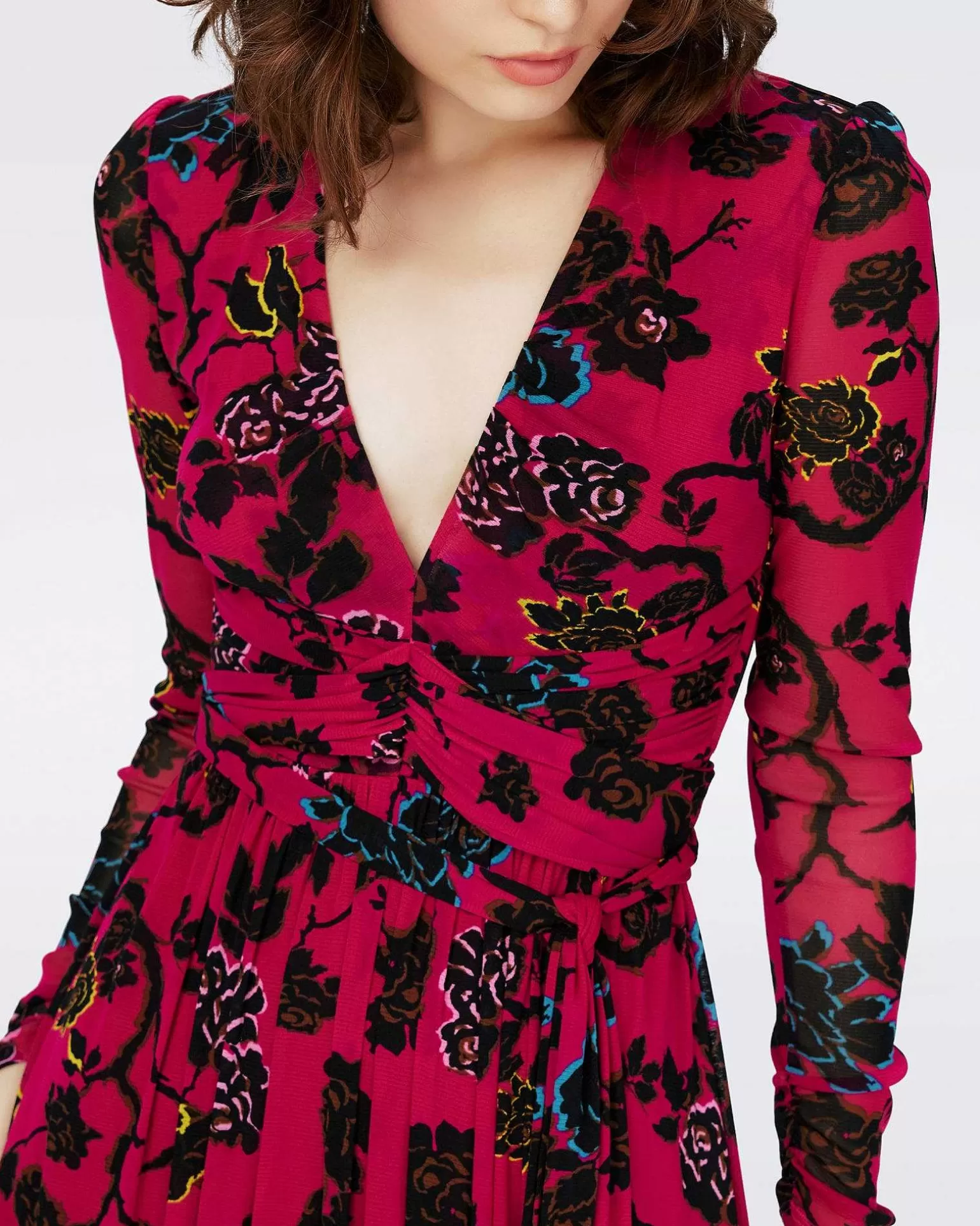 Kvinner Diane von Furstenberg Maxikjoler>Dvf Anne Dress In China Vine Poison Pink Lg