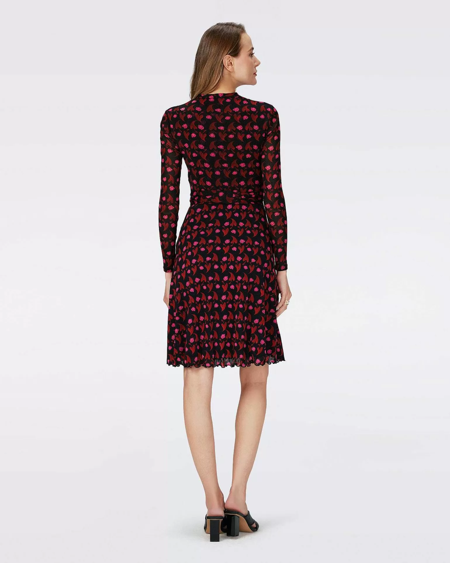 Kvinner Diane von Furstenberg Knelange Kjoler>Dvf Brenda Dress In Heart Leaves Blk