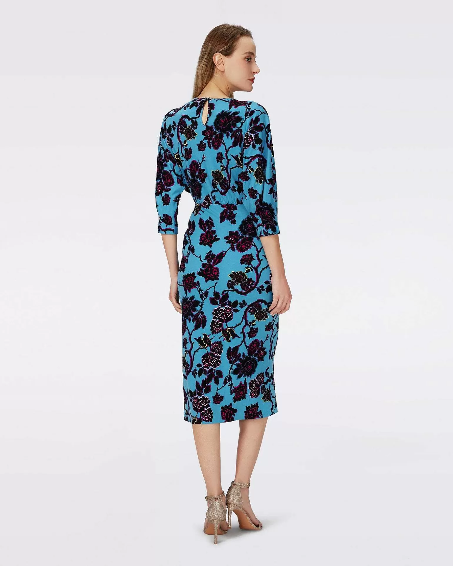 Kvinner Diane von Furstenberg Midi Kjoler>Dvf Chrisey Dress In China Vine Barrier Reef Lg