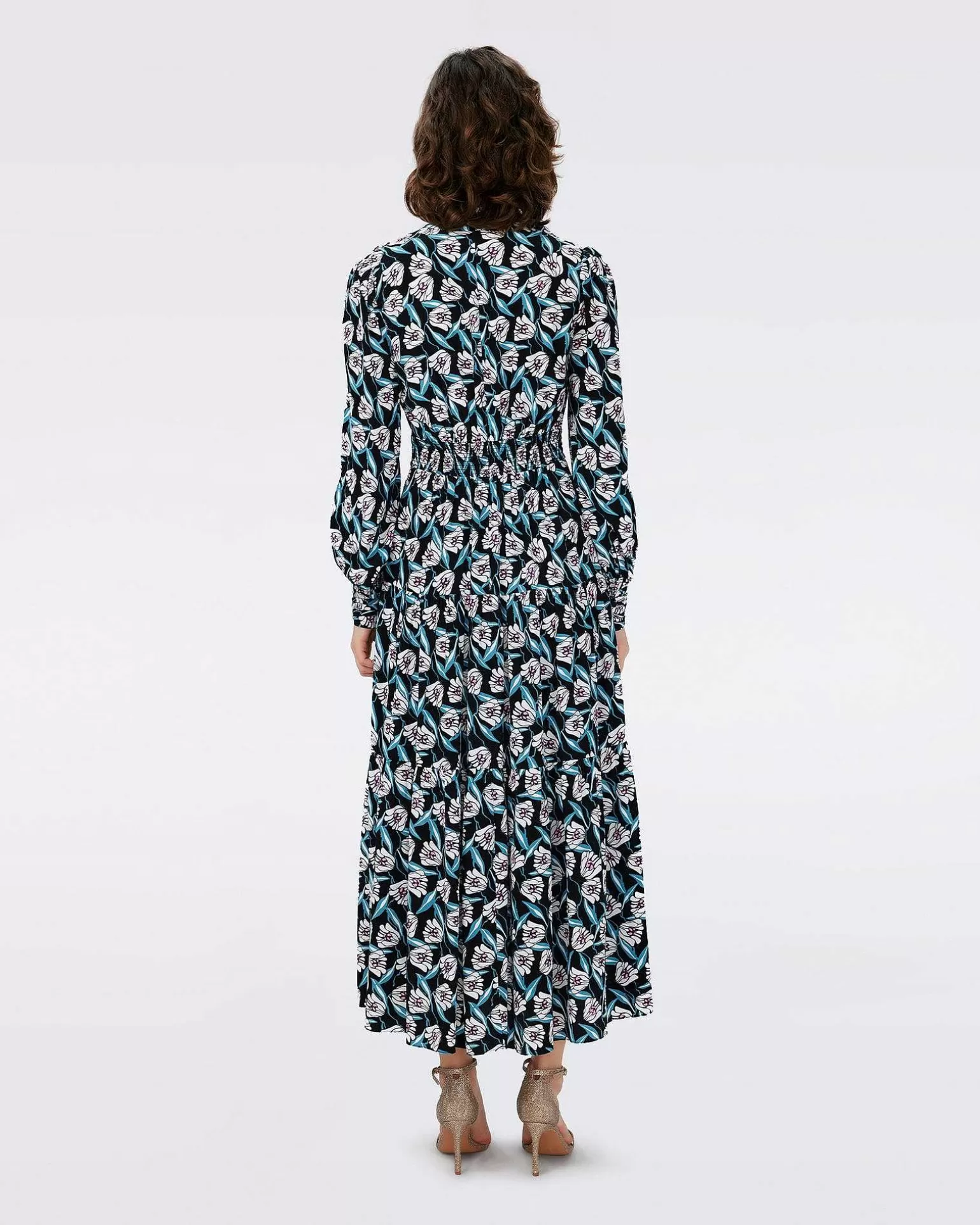 Kvinner Diane von Furstenberg Midi Kjoler>Dvf Gil Dress In Fortune Vine Ivory