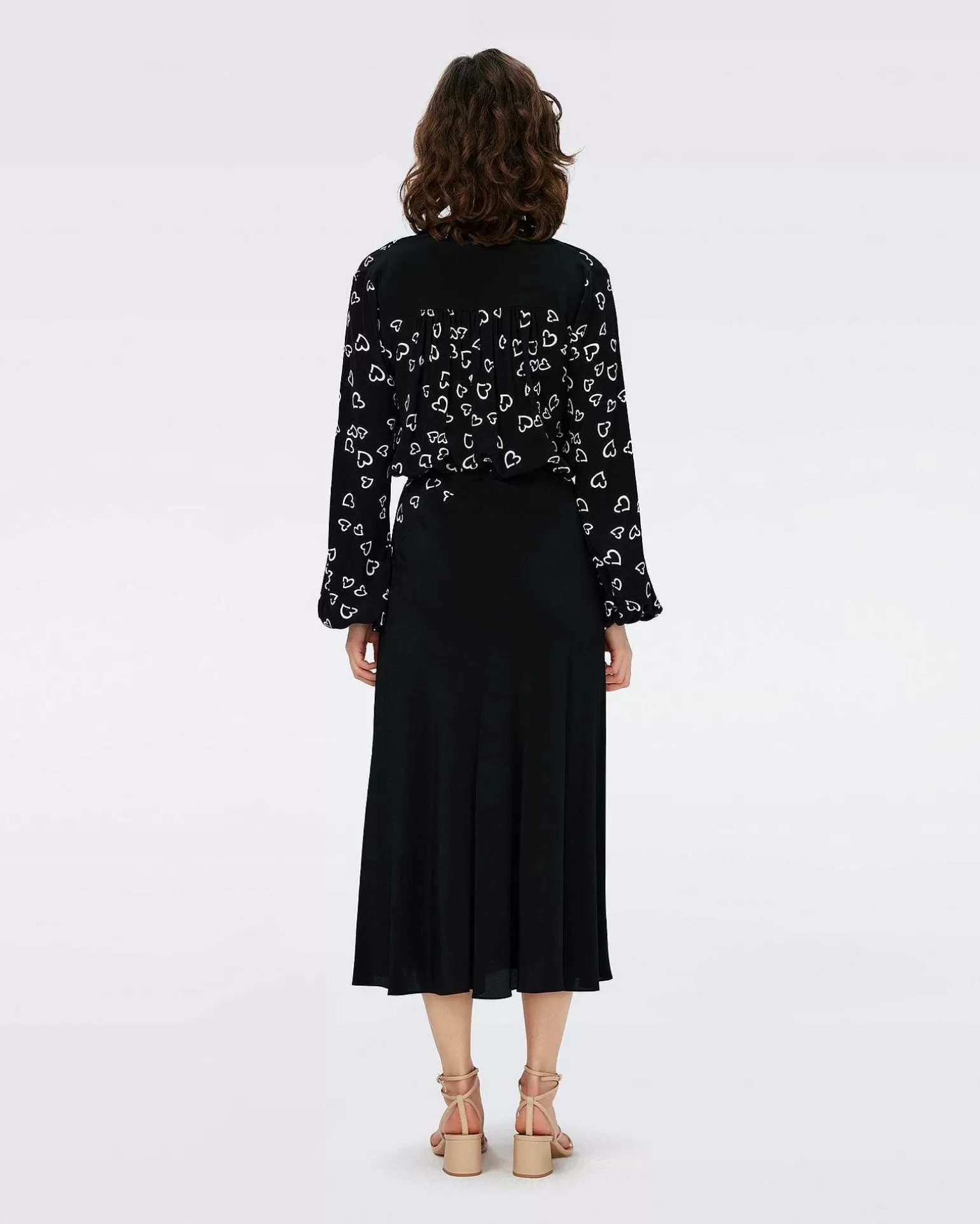 Kvinner Diane von Furstenberg Svarte Kjoler>Dvf Ginny Two Bluse I Sma Hjerter/Blk