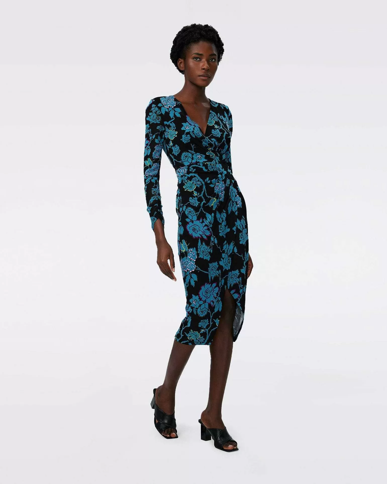 Kvinner Diane von Furstenberg Midi Kjoler>Dvf Nevine Dress In China Vine Blk/China Vine Blk