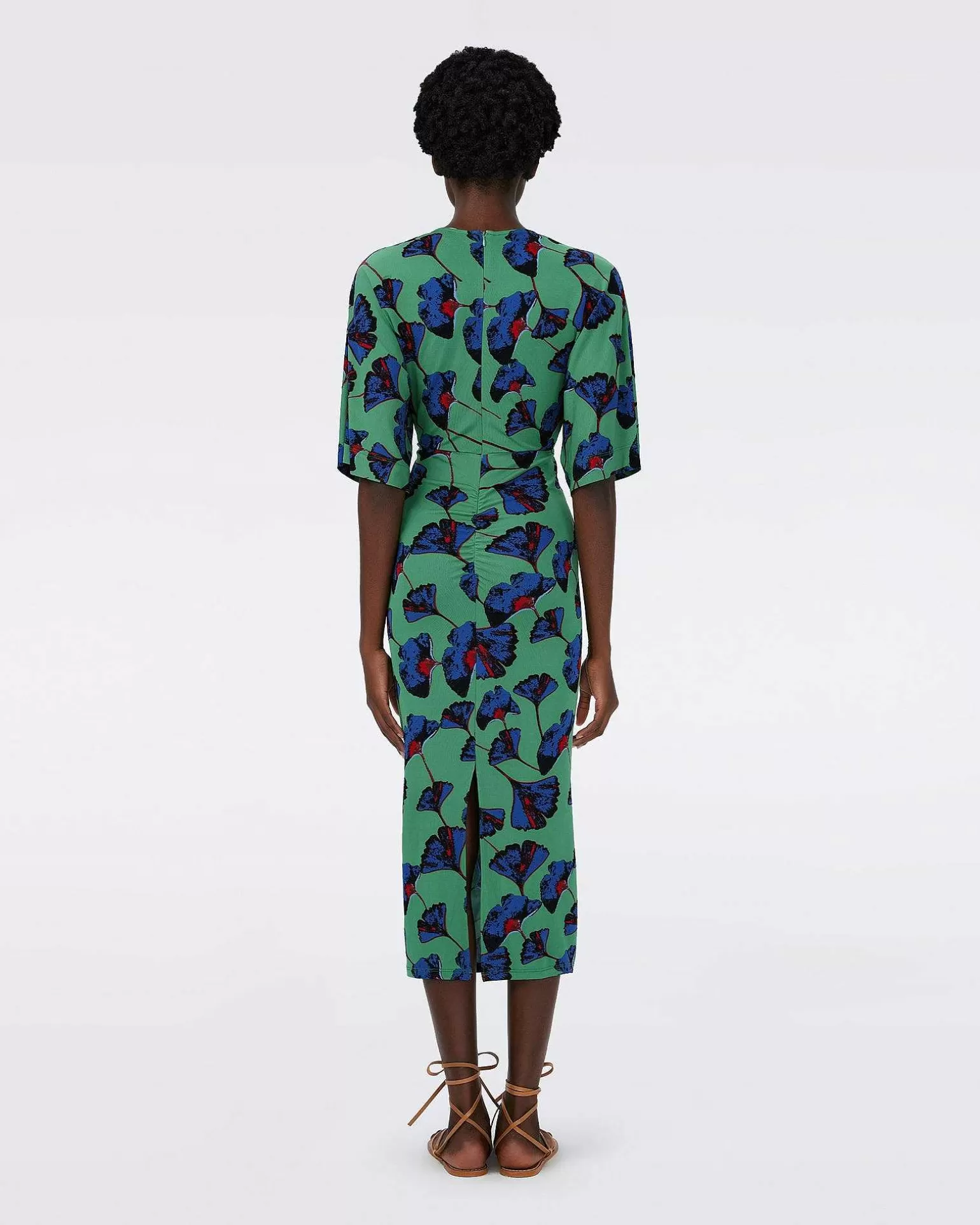 Kvinner Diane von Furstenberg Midi Kjoler>Dvf Valerie Dress In Falling Gingko Venus Gn Lg