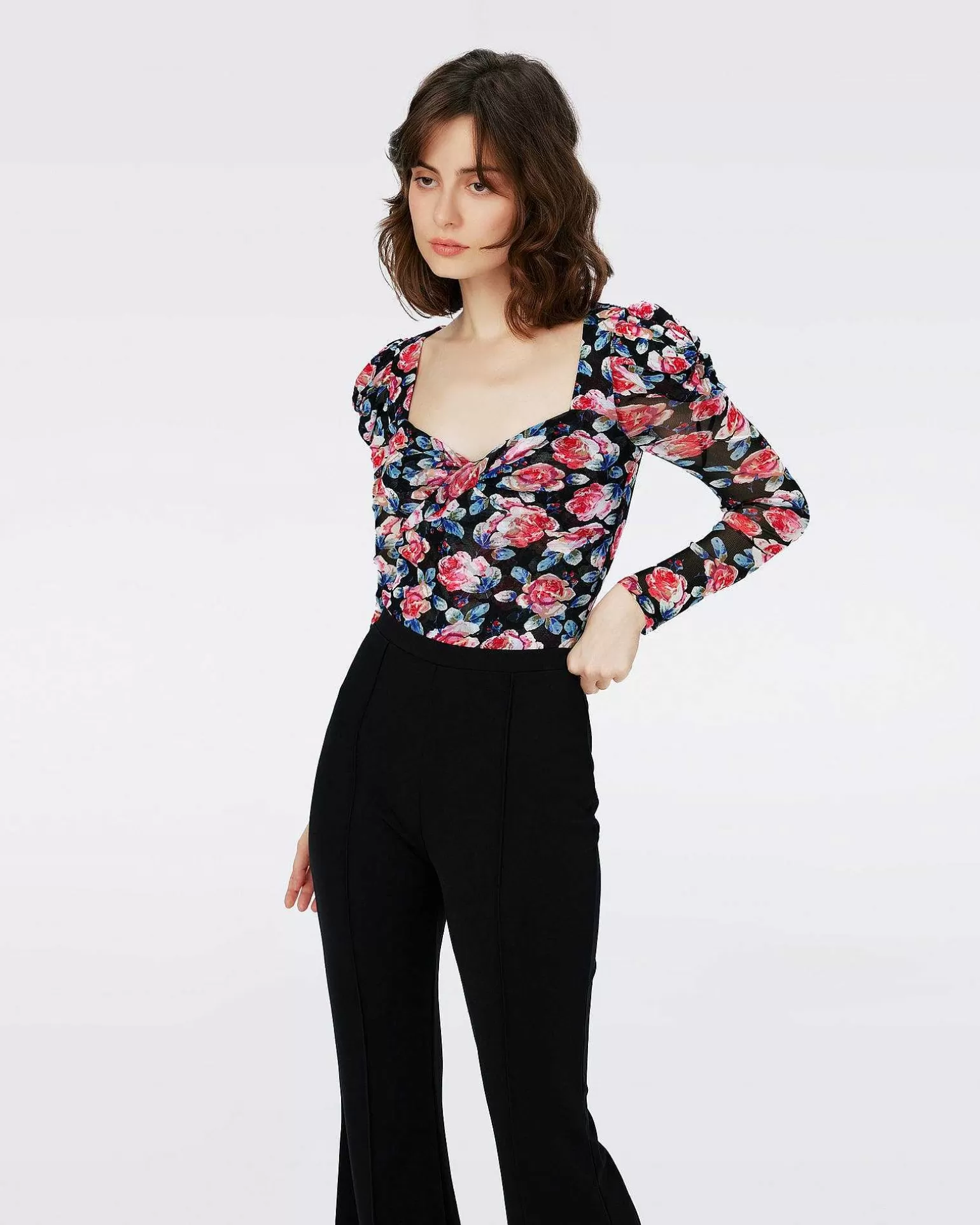 Kvinner Diane von Furstenberg Alle Skiller>Erik Long Sleeve Mesh Bodysuit